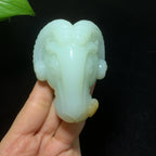 收藏级新疆且末金山矿糖白玉三阳开泰手把件（221.8g）