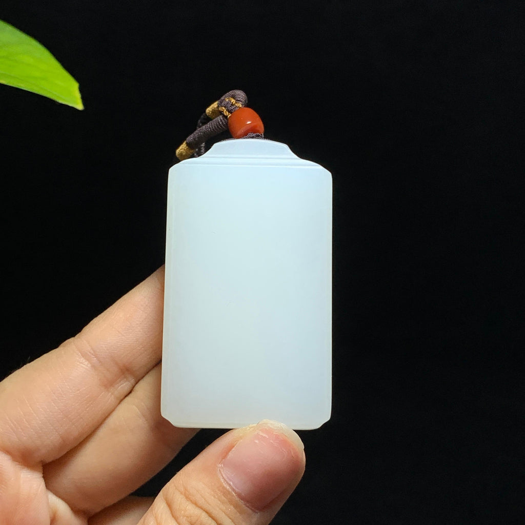 和田山料羊脂白玉无事牌挂件（63.4g）