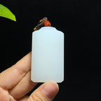 和田山料羊脂白玉无事牌挂件（63.4g）