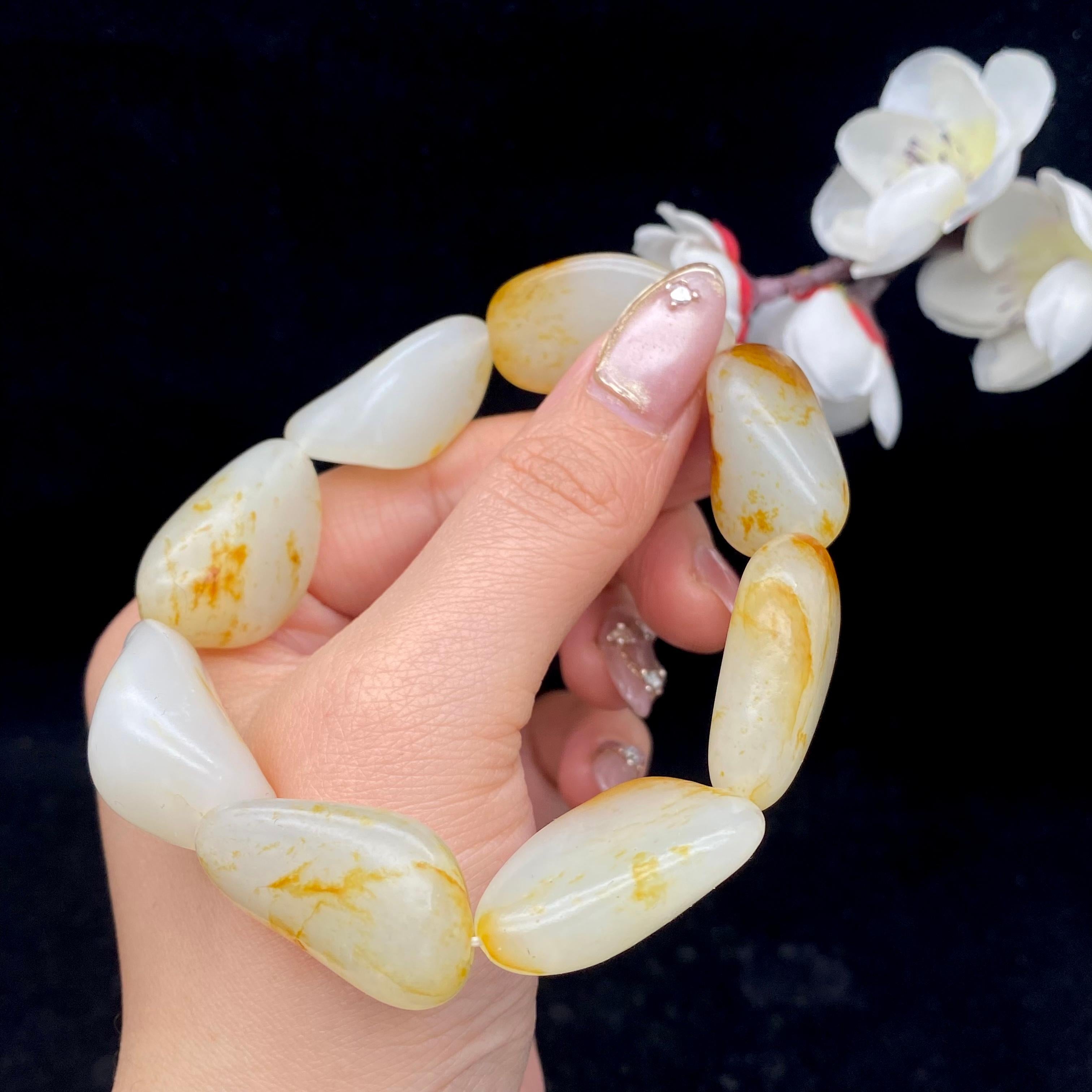 和田玉洒金皮【精品手串】（75.8g）