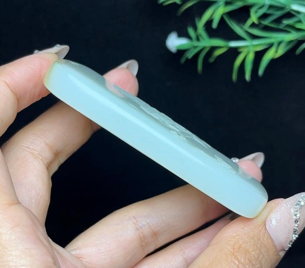 和田玉糖白料安居乐业山水牌（78.3g）