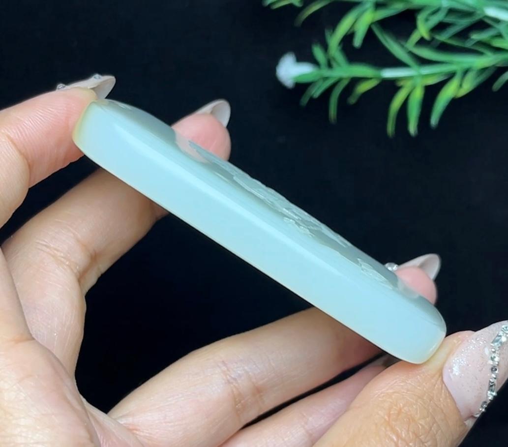和田玉糖白料安居乐业山水牌（78.3g）