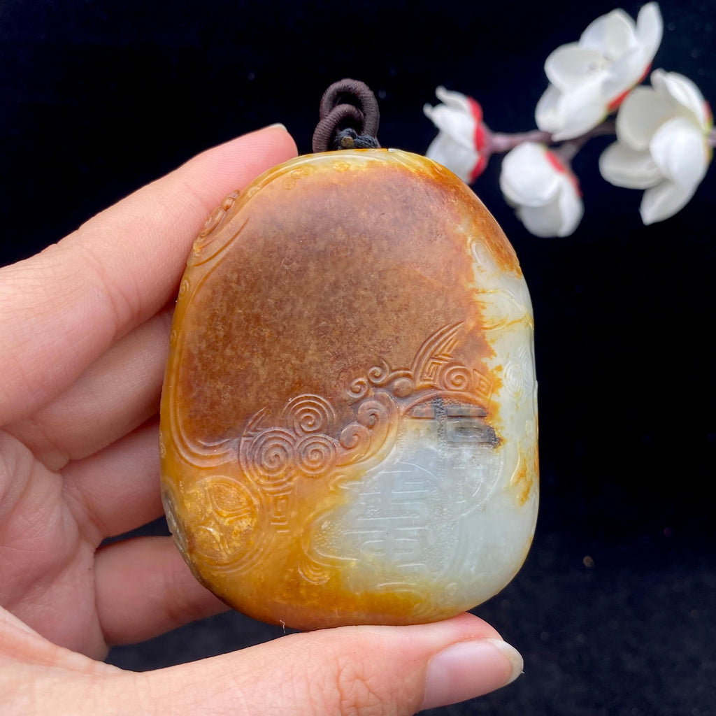 和田玉黄沁皮籽料【钟馗】手把件（163.2g）