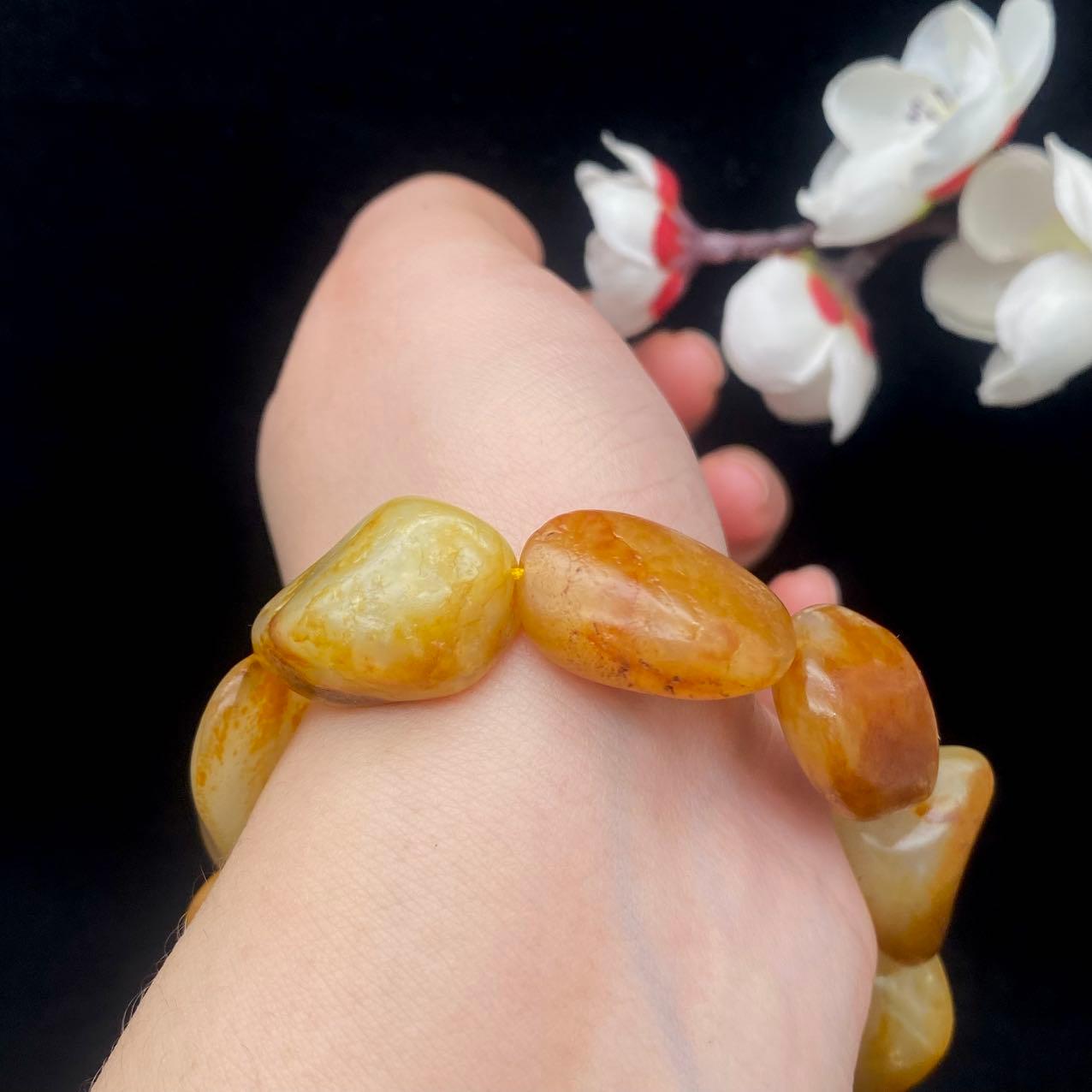 和田玉聚黄皮籽料【精品手串】（49.4g）