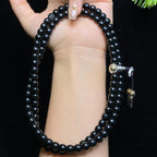 和田玉籽料黑青老型珠项链（71.9g）