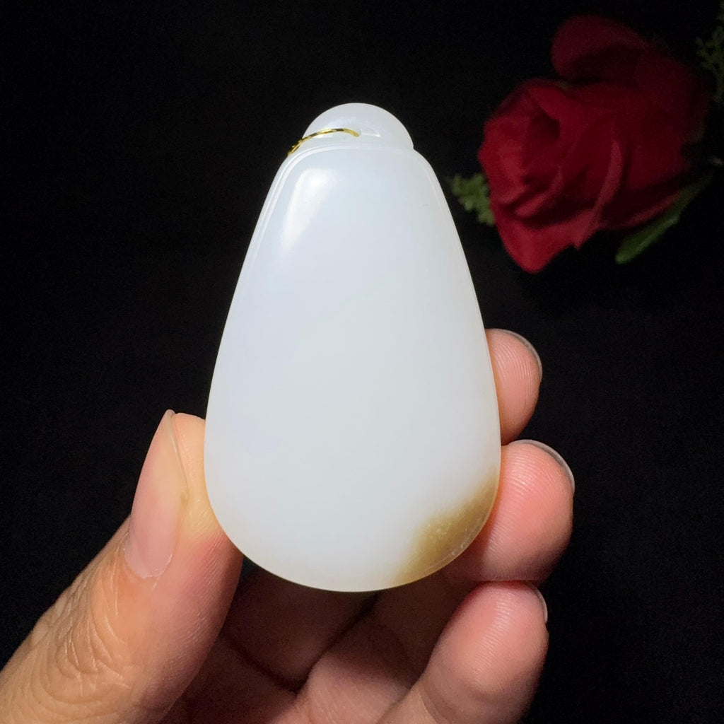 和田玉糖白平安无事牌（31.5g）