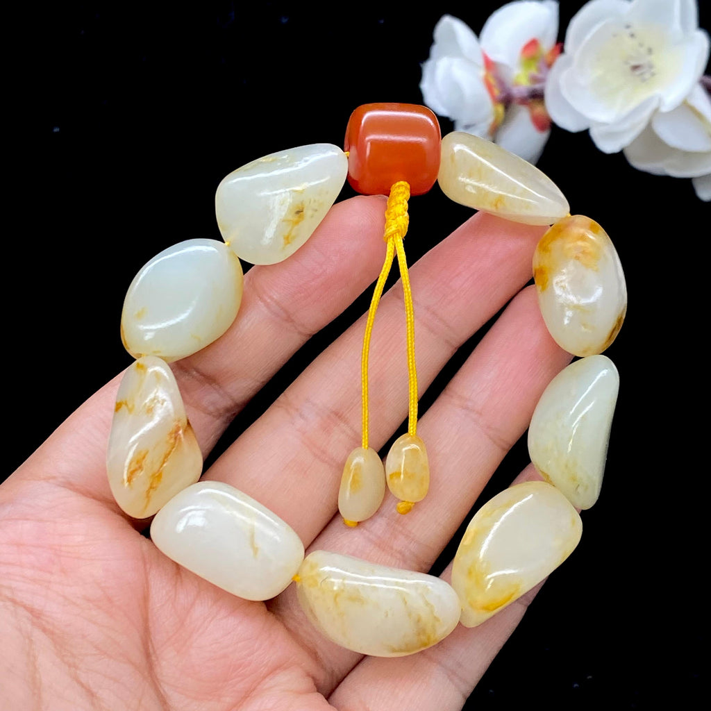 和田玉洒金皮籽料【精品手串】（73.3g）