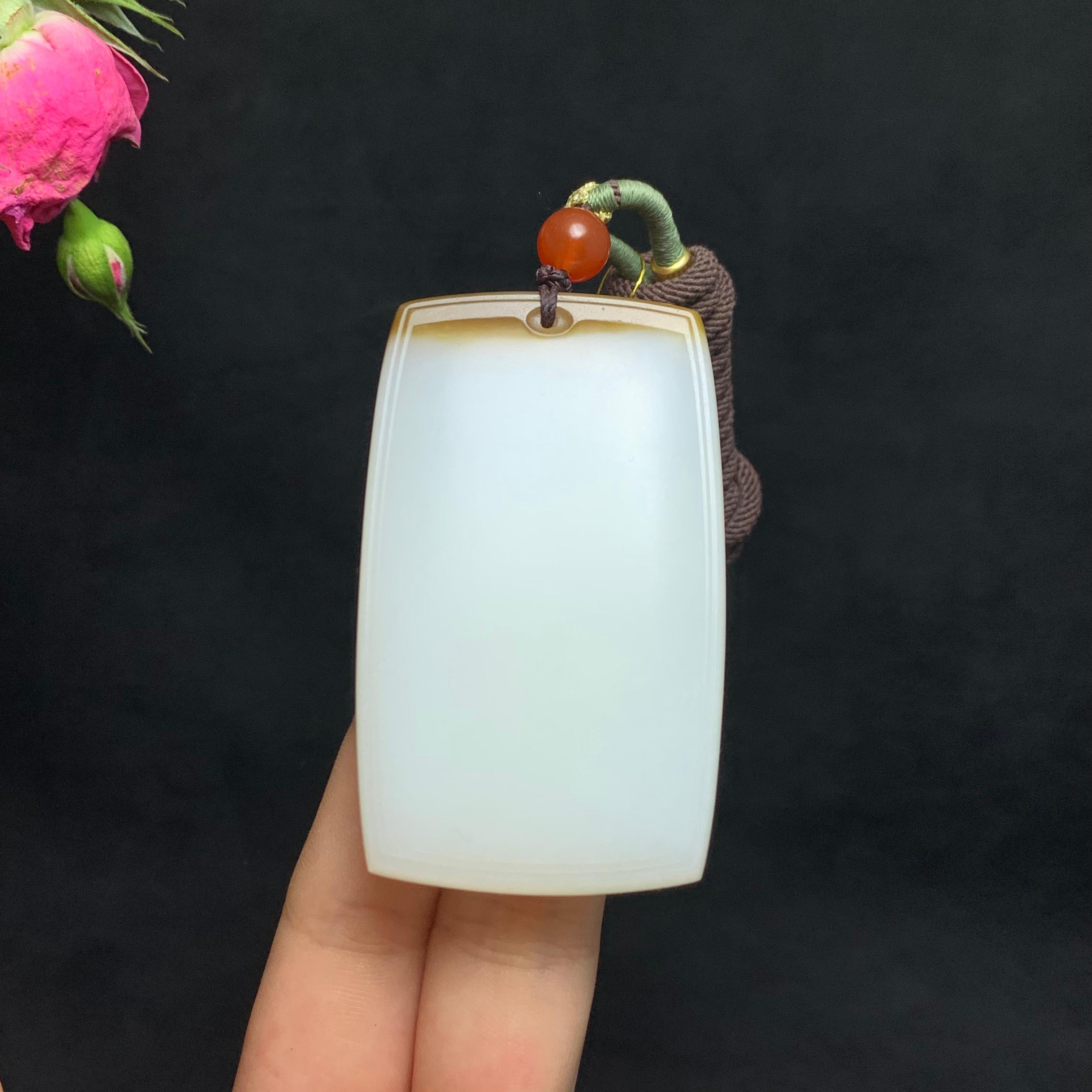 传承收藏级新疆且末糖白玉无事牌（g）