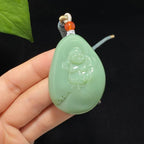 和田玉高品质碧玉粉青佛公挂件（42.9g）
