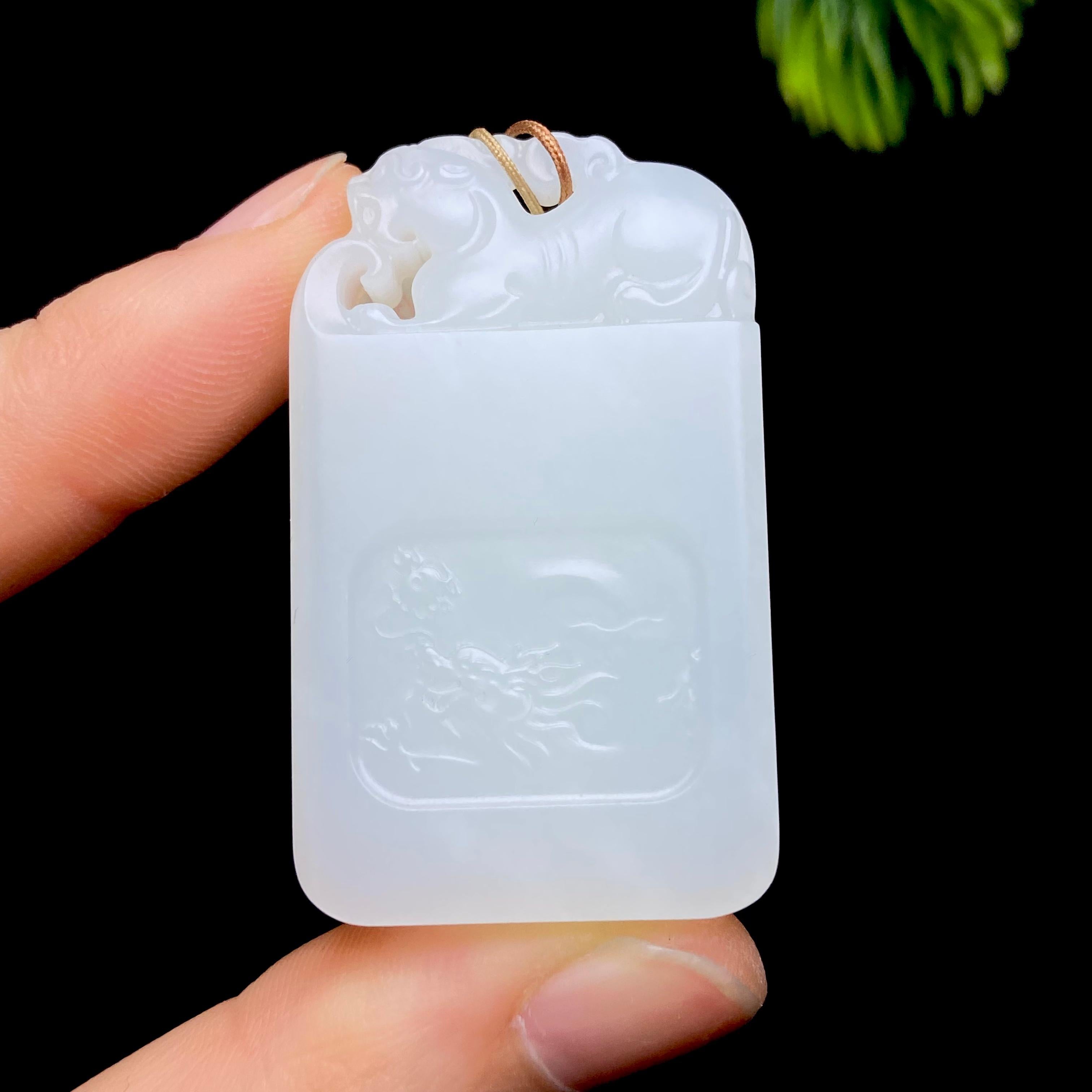 和田玉新疆料白玉貔貅平安牌（27.9g）