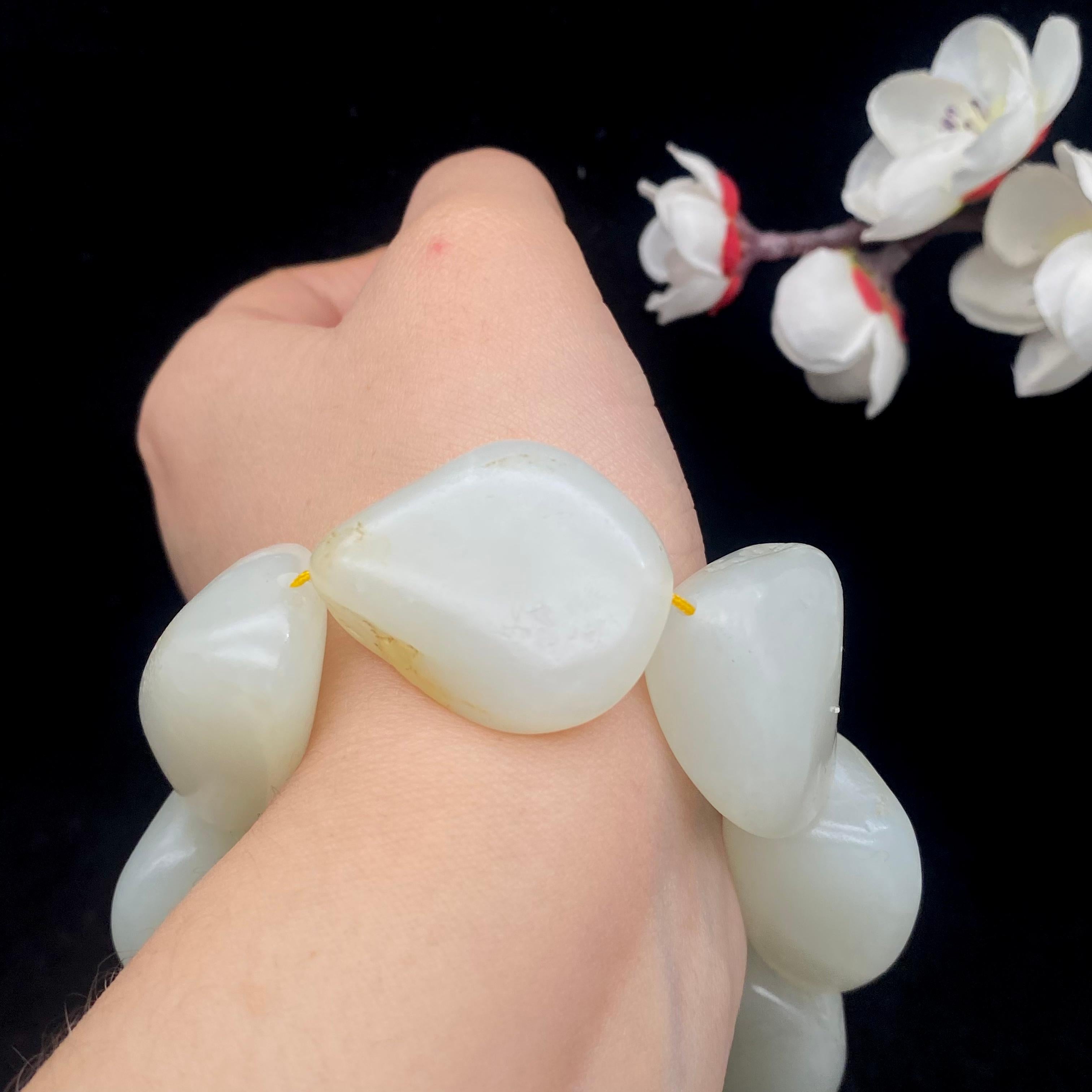 和田玉白玉籽料【精品手串】（128.6g）