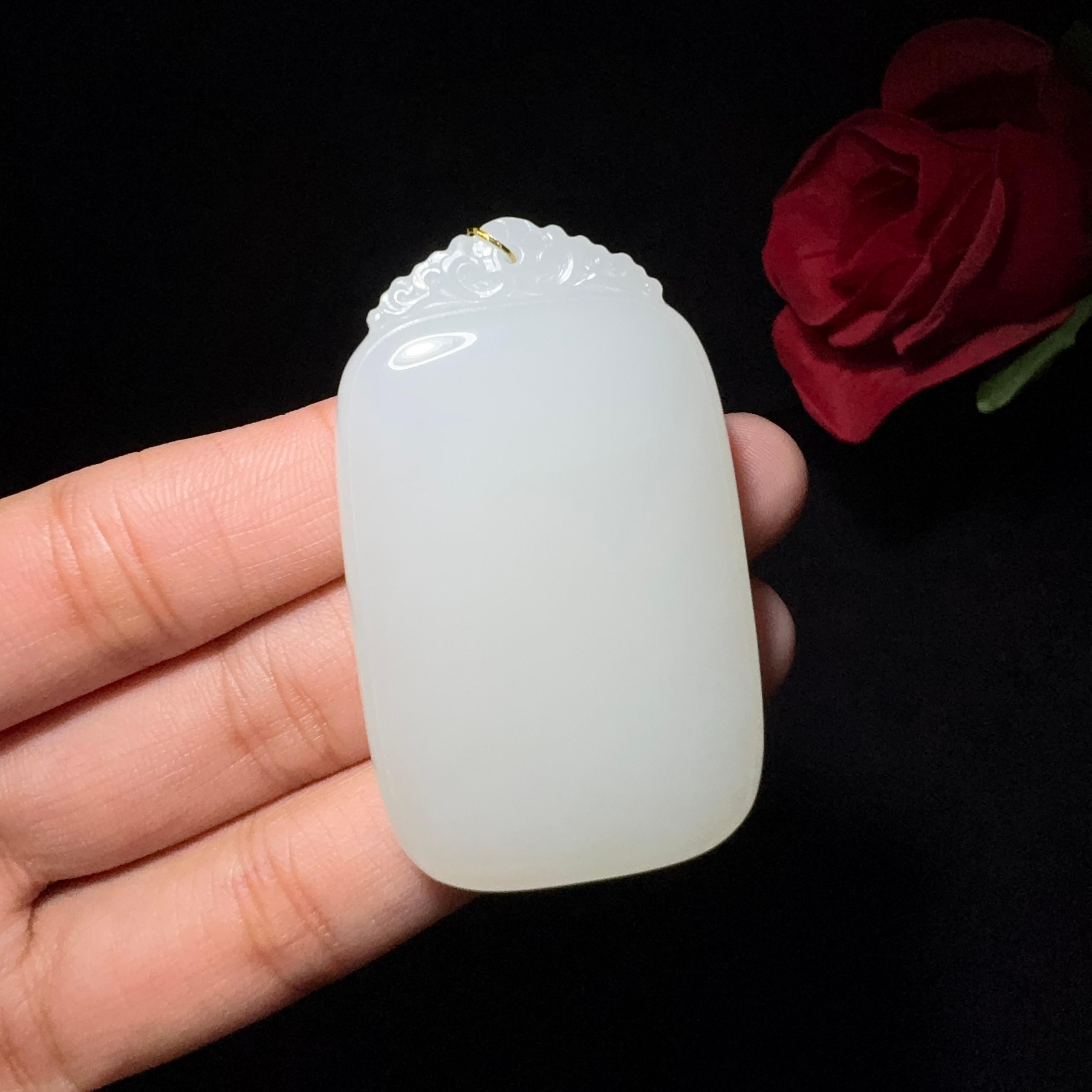 和田玉白玉平安无事牌（38.7g）