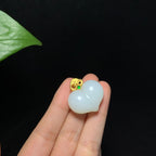 收藏级金镶玉羊脂白玉屁桃爱心挂件（12.5g）