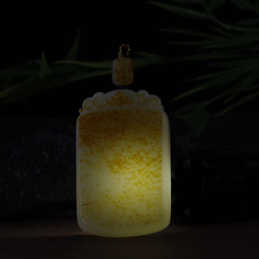 和田玉白玉洒金皮无事牌（73g）