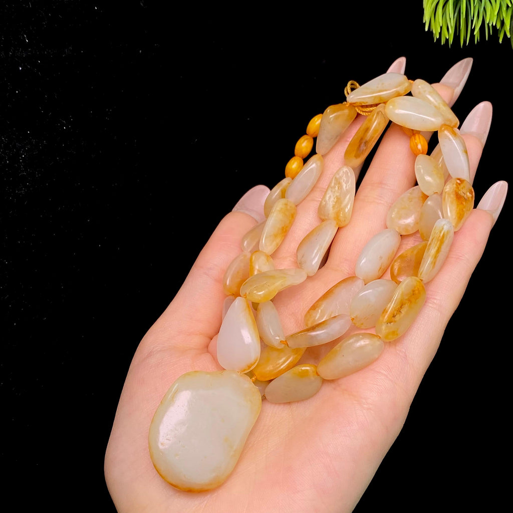 和田玉洒金皮籽料项链（75.4g）