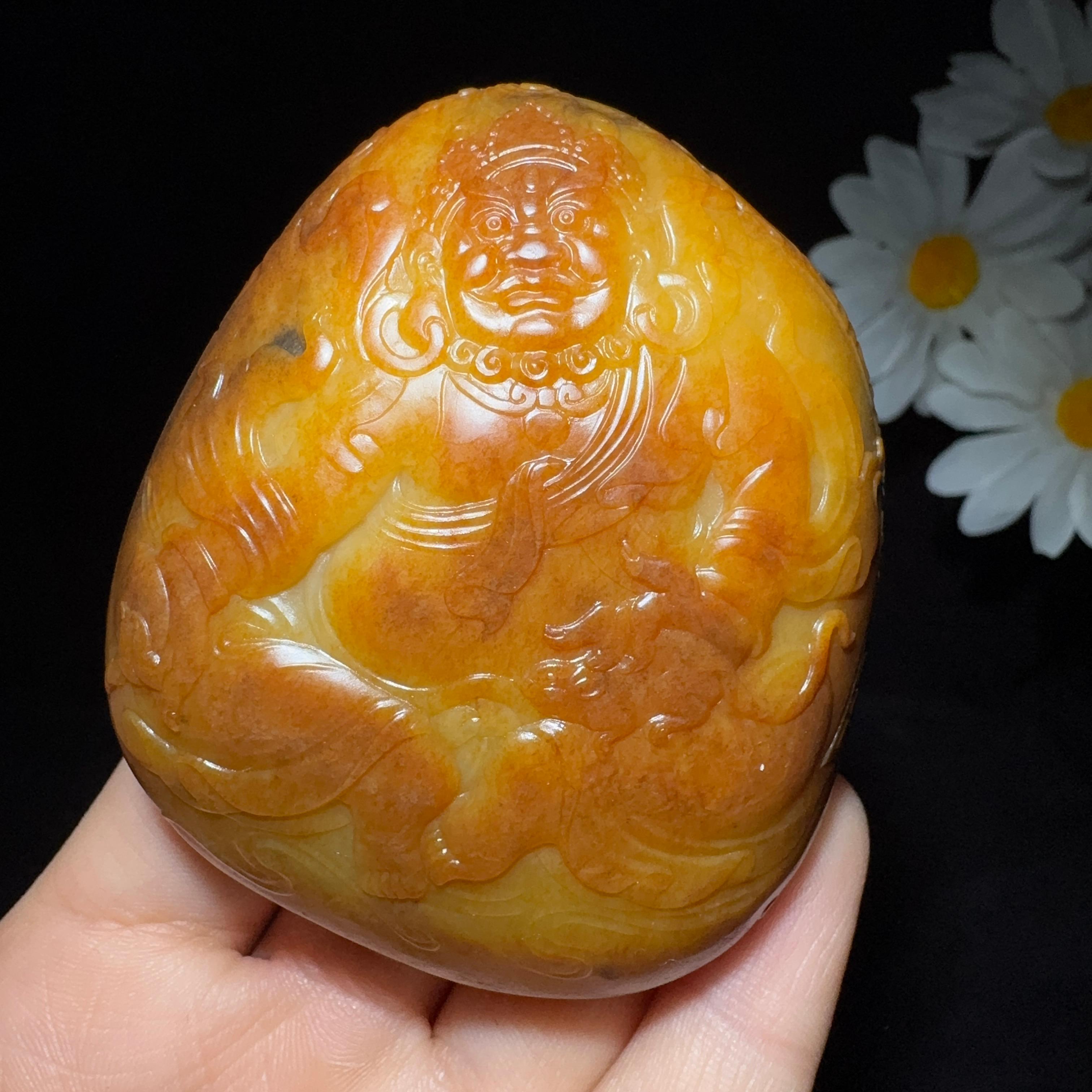 和田玉籽料收藏级手把件钟馗纳福（177.0g）