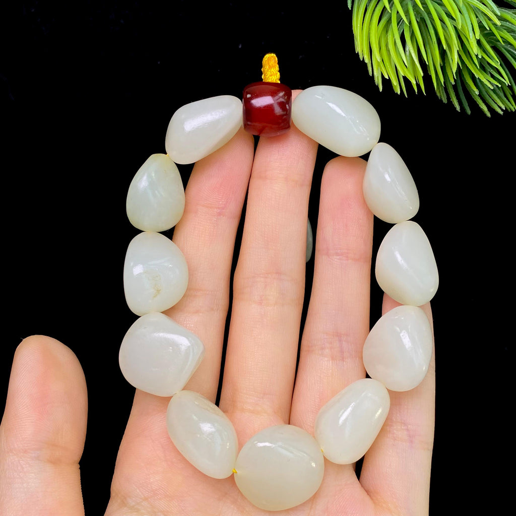 和田玉洒金皮白肉籽料手串（63.0g）