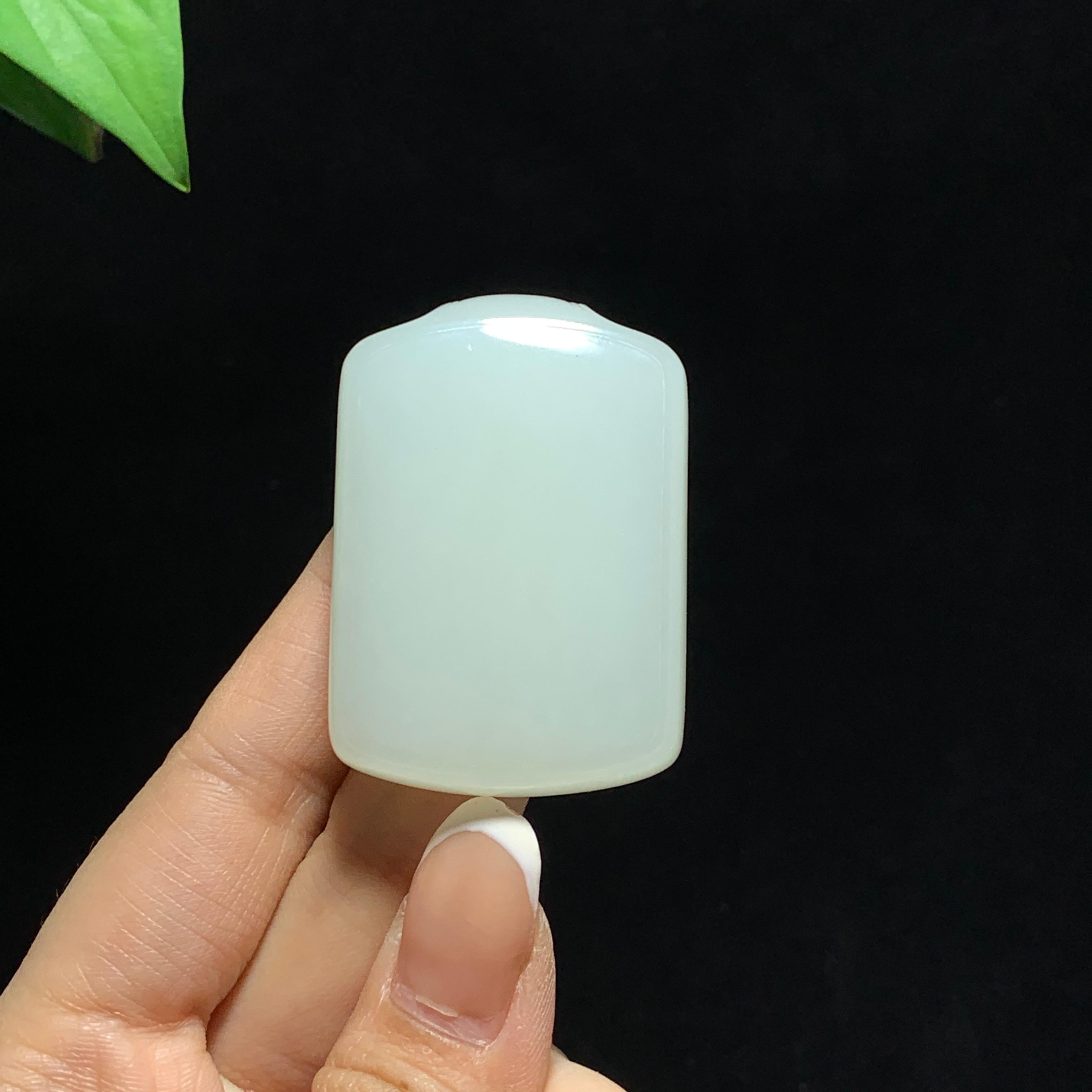 和田玉冰底白玉无事牌挂件（51.3g）