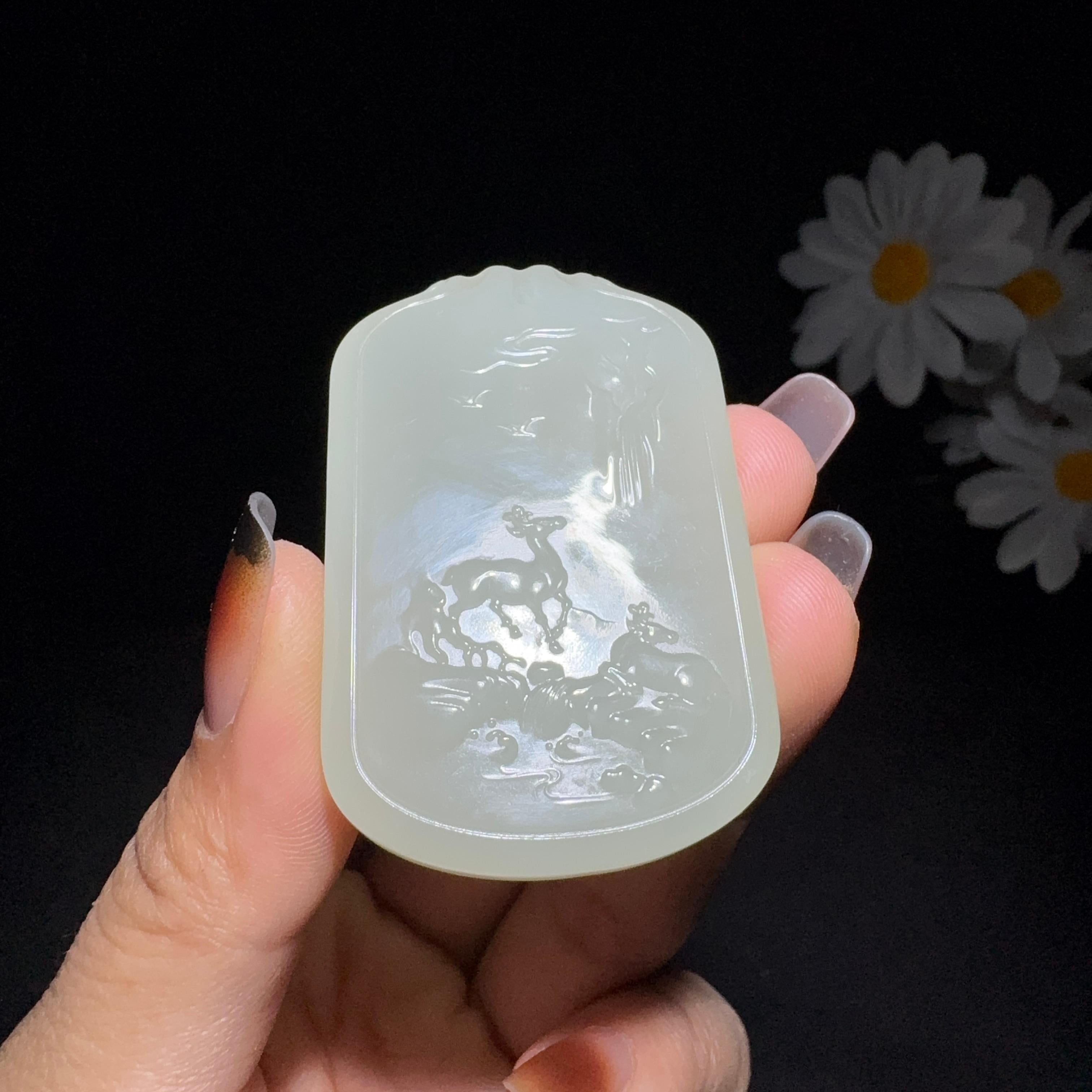 和田玉冰底清水挂件观音菩萨（41.2g）