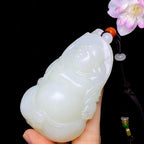 和田玉白玉佛公手把件（192.7g）