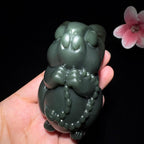 和田玉沙枣青兔子手把件（264.5g）