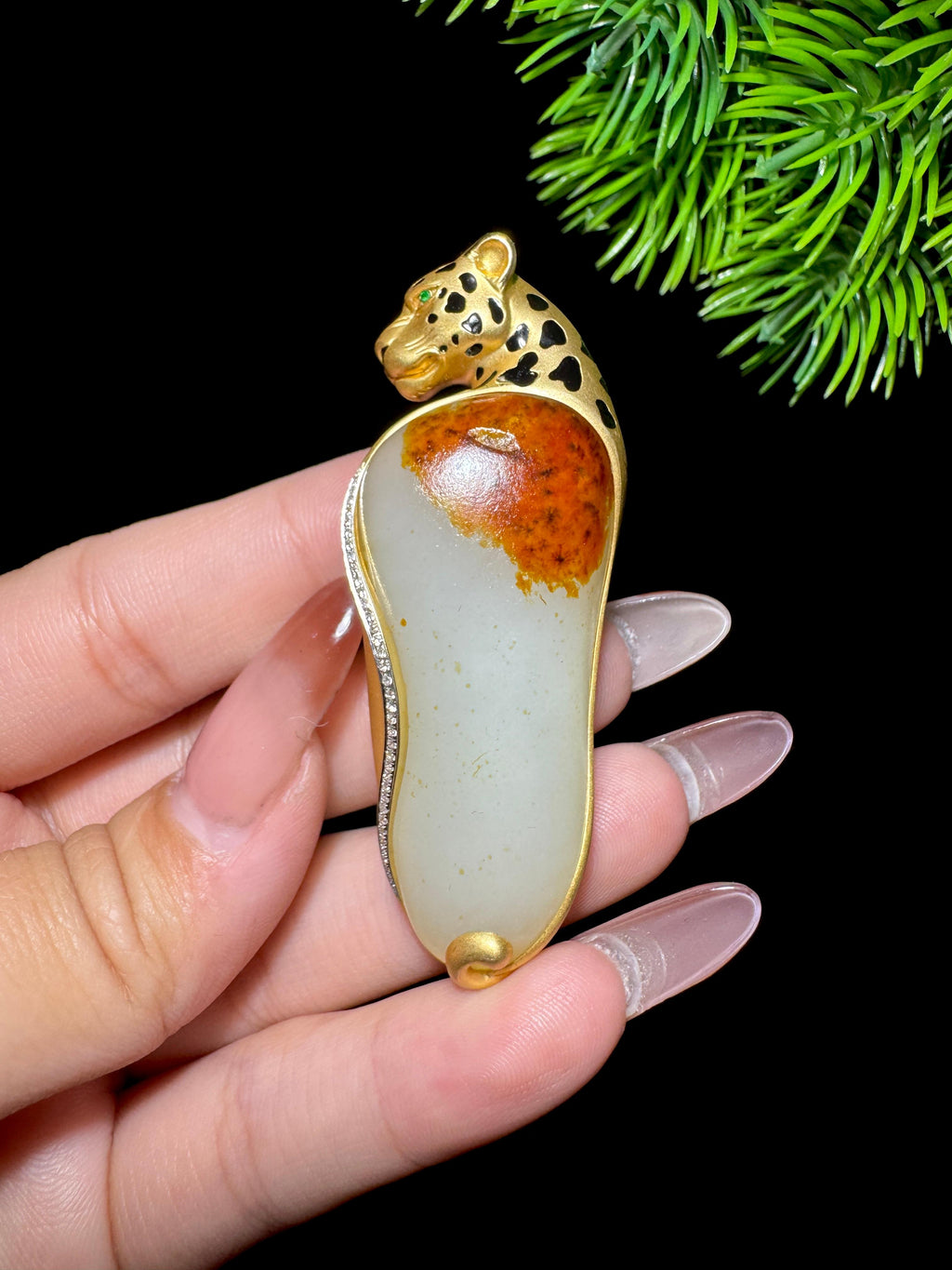 和田玉籽料金镶玉挂件（38.8g）