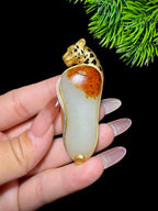 和田玉籽料金镶玉挂件（38.8g）