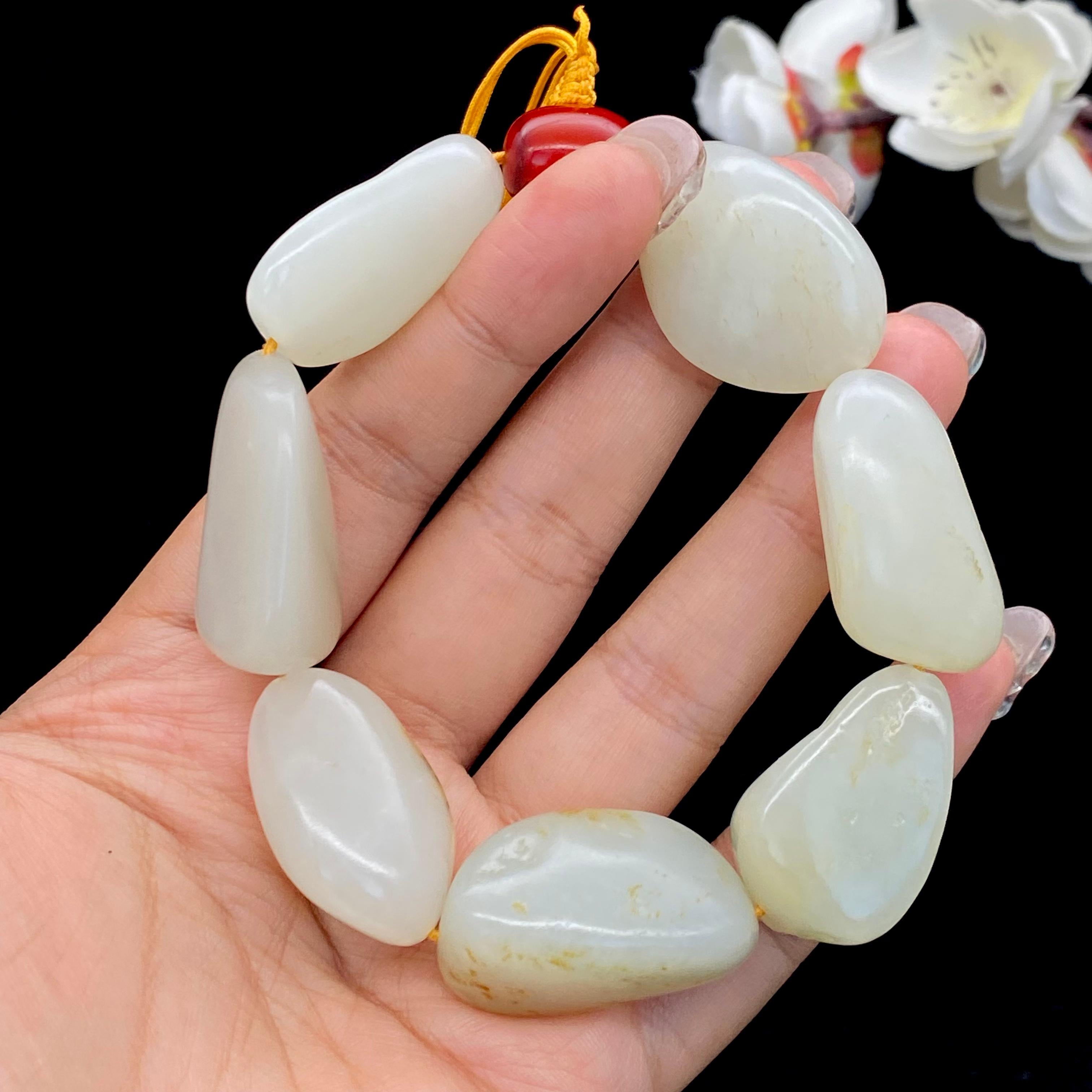 和田玉洒金皮【精品手串】（94.9g）