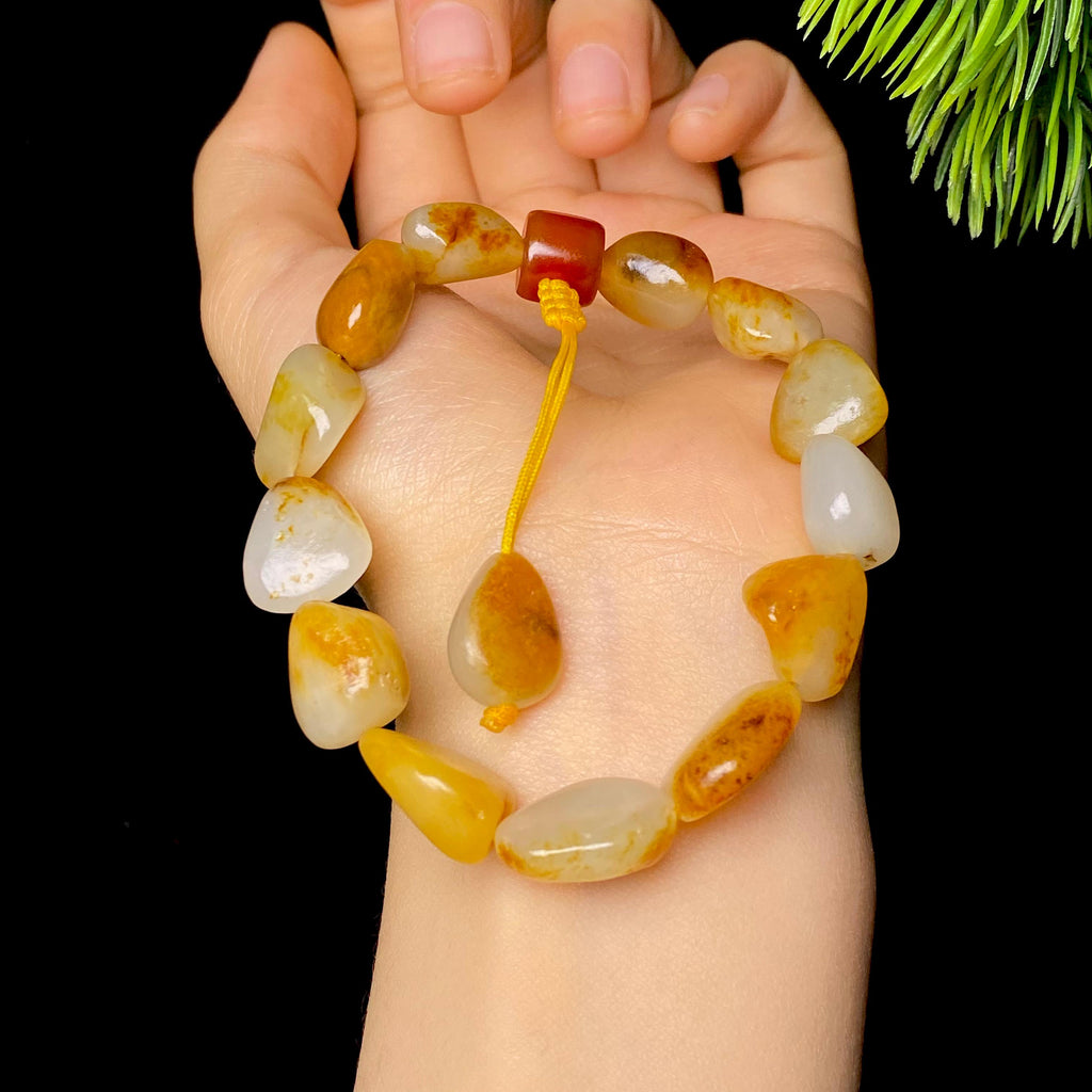 和田玉黄皮籽料手串（29.17g）