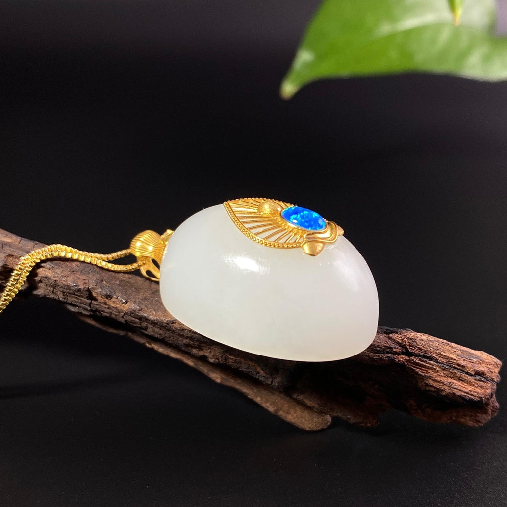 和田玉18k金镶白玉锁骨链2607240008（20.0g）