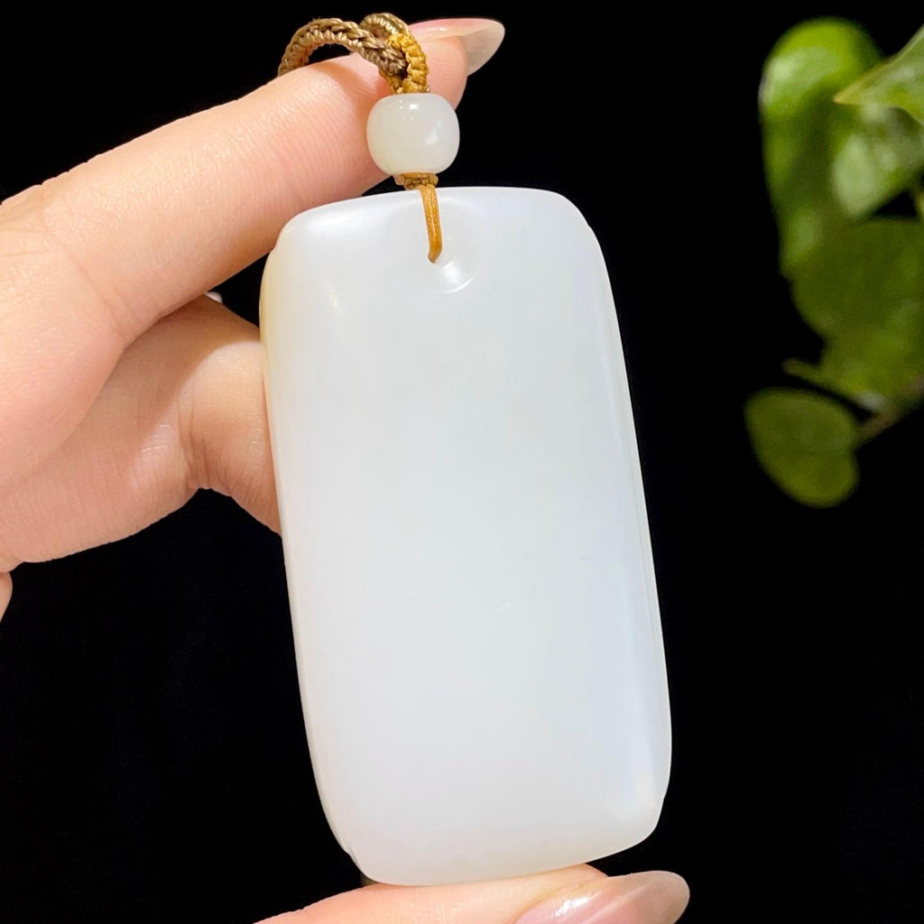 糖羊脂白玉平安无事牌挂件（60.7g）