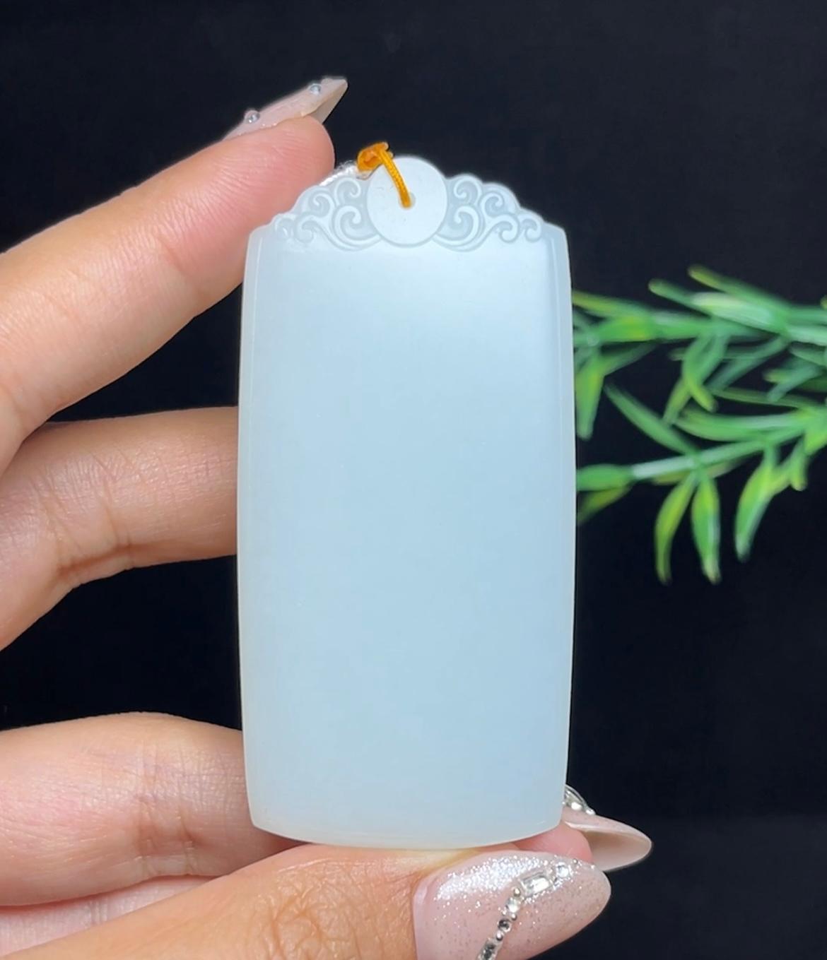 和田玉羊脂白玉平安无事牌（66.2g）
