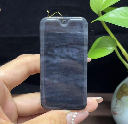 和田玉籽料意境青花平安无事牌（60.7g）