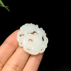 高品质和田山料白玉镂空仿古龙牌挂件（19.3g）