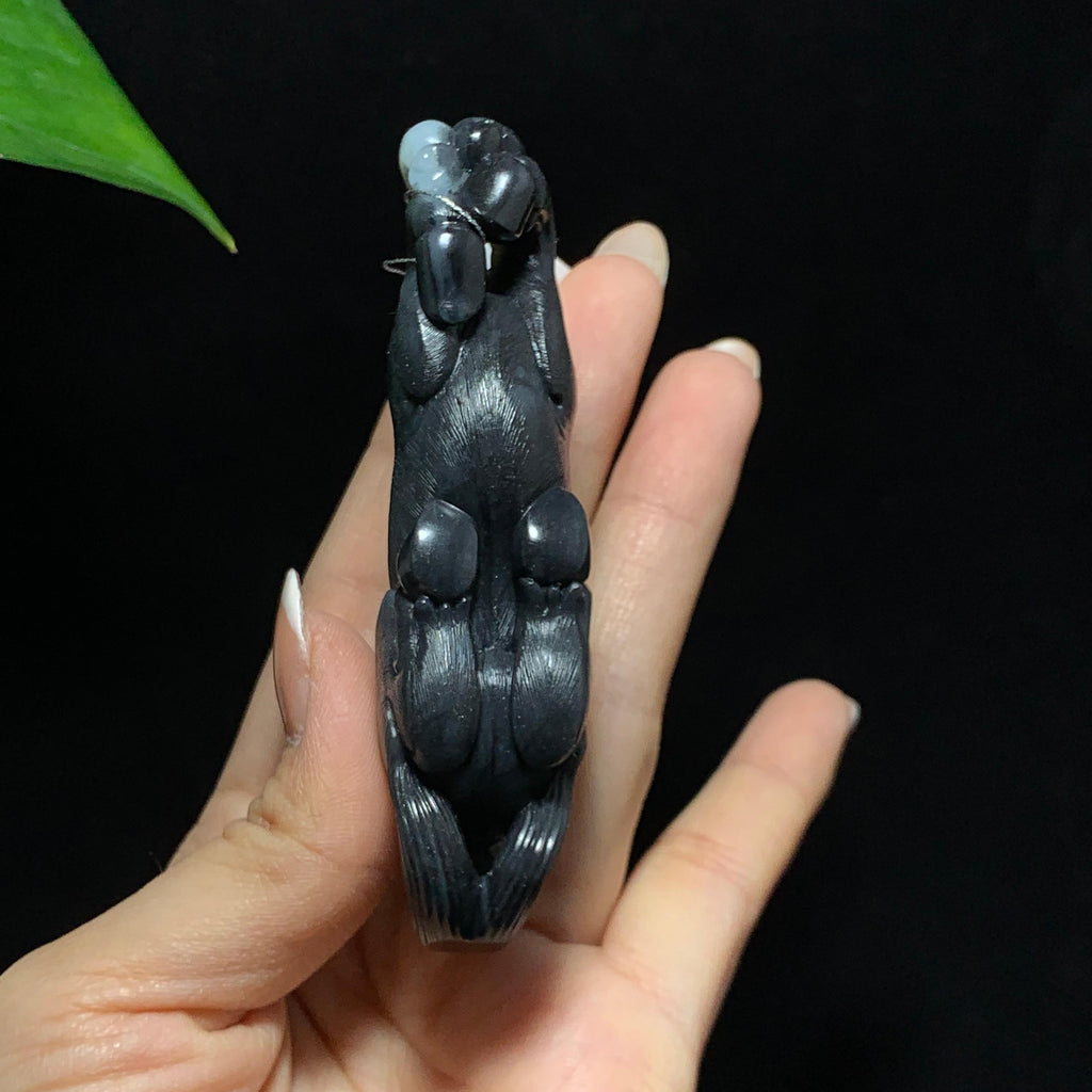 和田籽料青花马到成功手把件（101.5g）