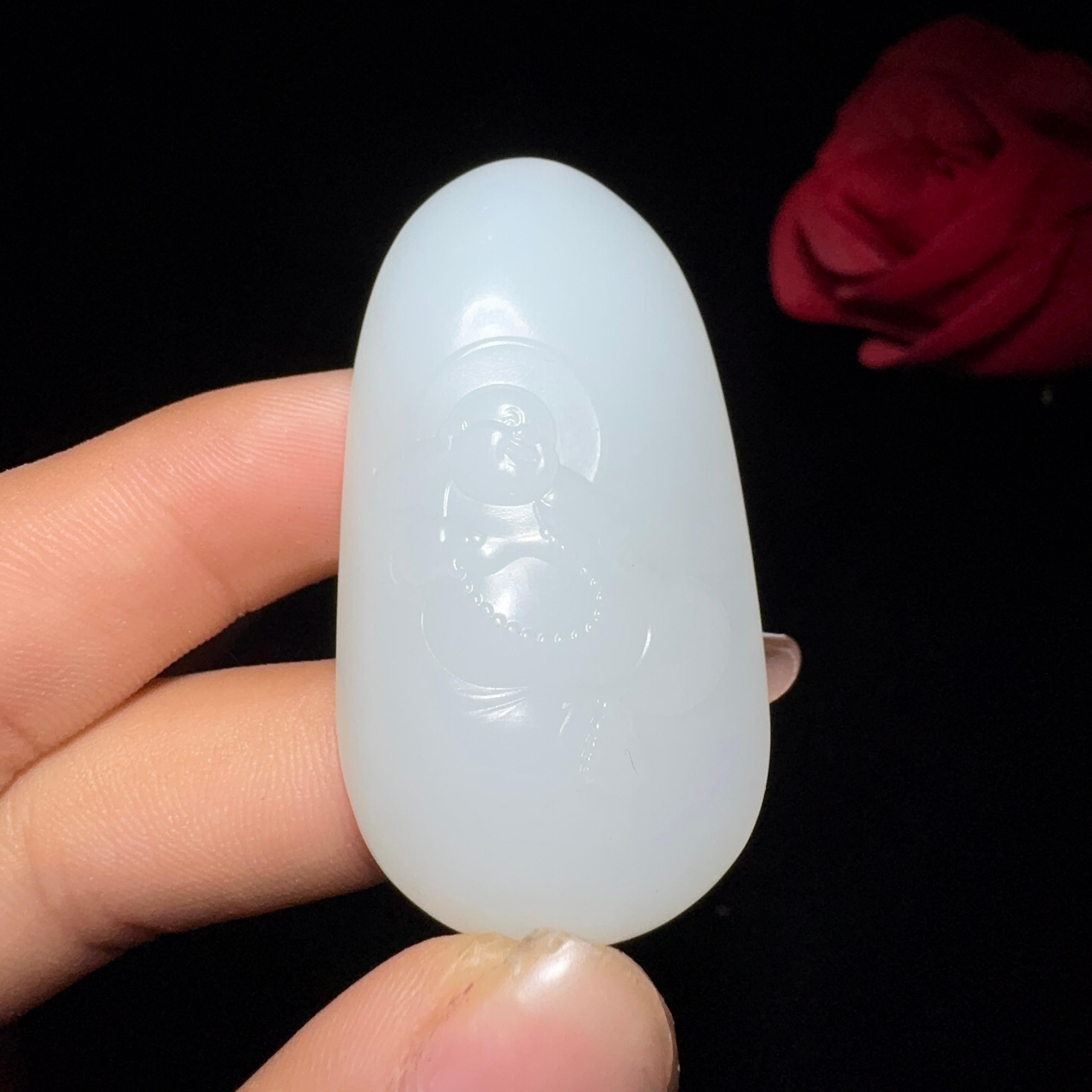 和田玉白玉佛公挂件（22.1g）