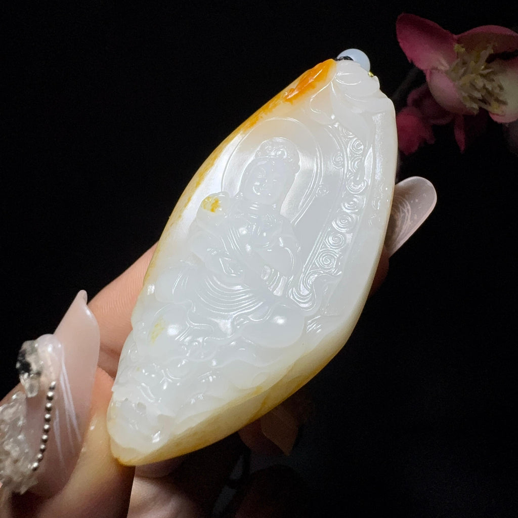 和田玉籽料挂件御龙观音（58.3g）