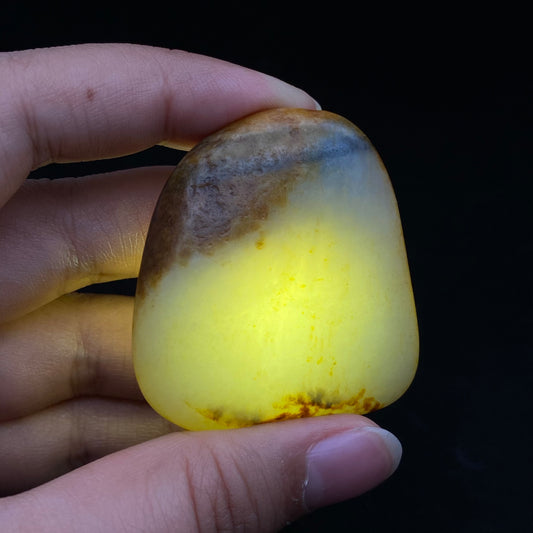 和田玉-聚黄皮青花底籽料挂件