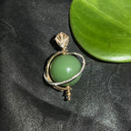 和田玉碧玉粉绿金镶时来运转