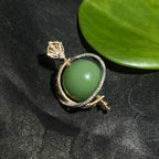 和田玉碧玉粉绿金镶时来运转