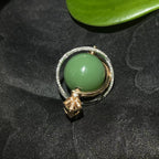 和田玉碧玉粉绿金镶时来运转