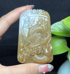 新疆和田玉且末糖白羊脂玉龙牌山水