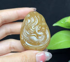 新疆和田玉且末糖羊脂玉龙凤挂件