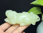 新疆和田玉若羌黄口子母貔貅携子上朝