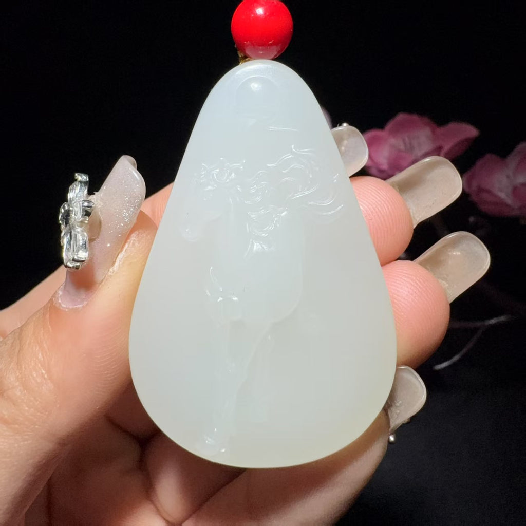 和田玉白玉马牌