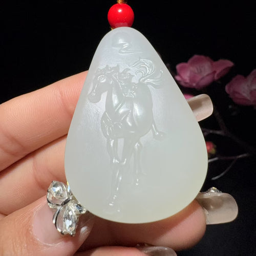 和田玉白玉马牌