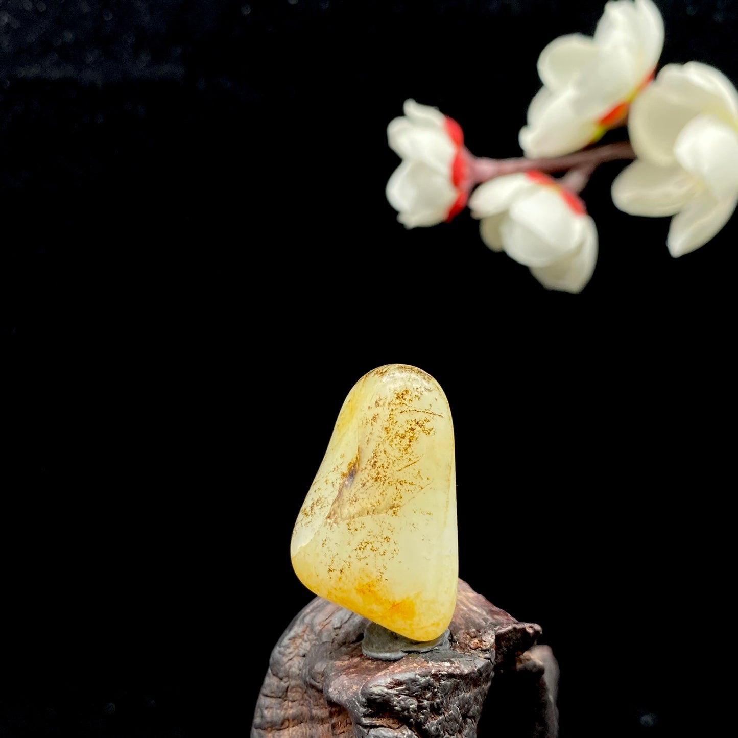 和田玉-洒金皮带秋梨皮白肉籽料原石