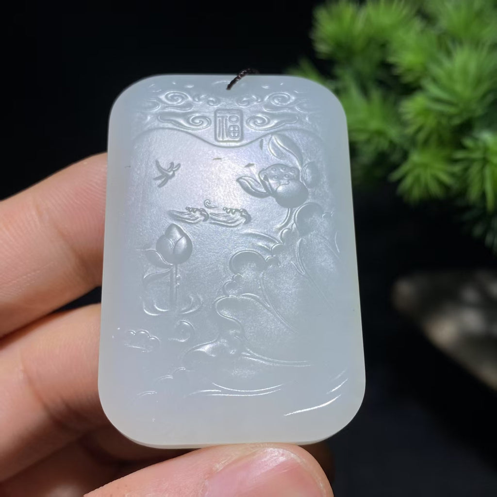 和田玉羊脂白玉凤牌