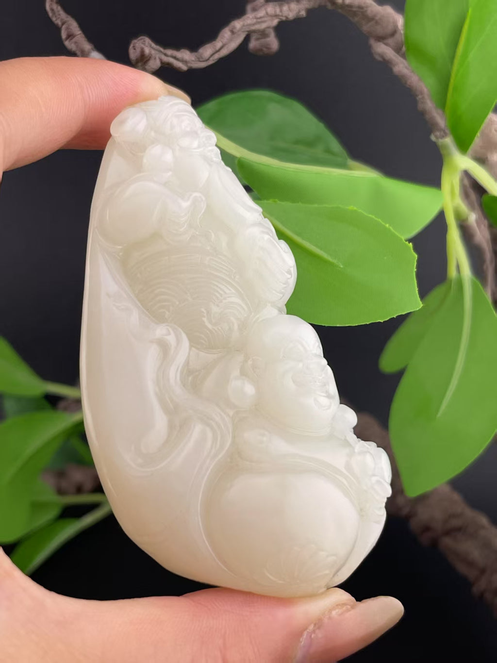 和田玉白玉财神弥勒佛