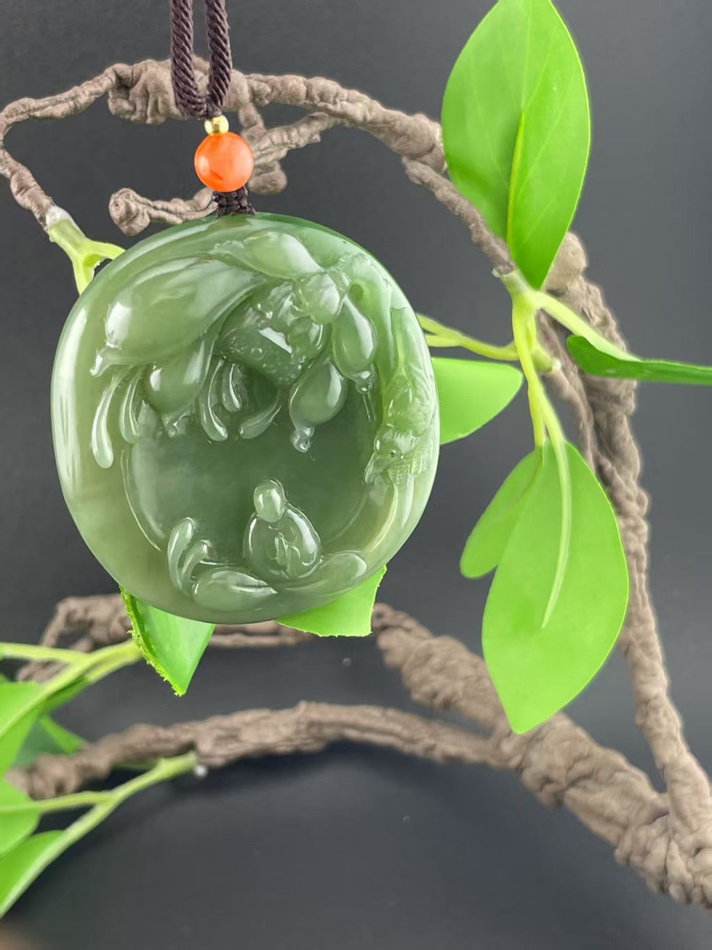 和田玉碧玉悟道挂件